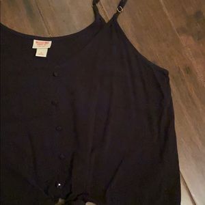Black tie tank with buttons